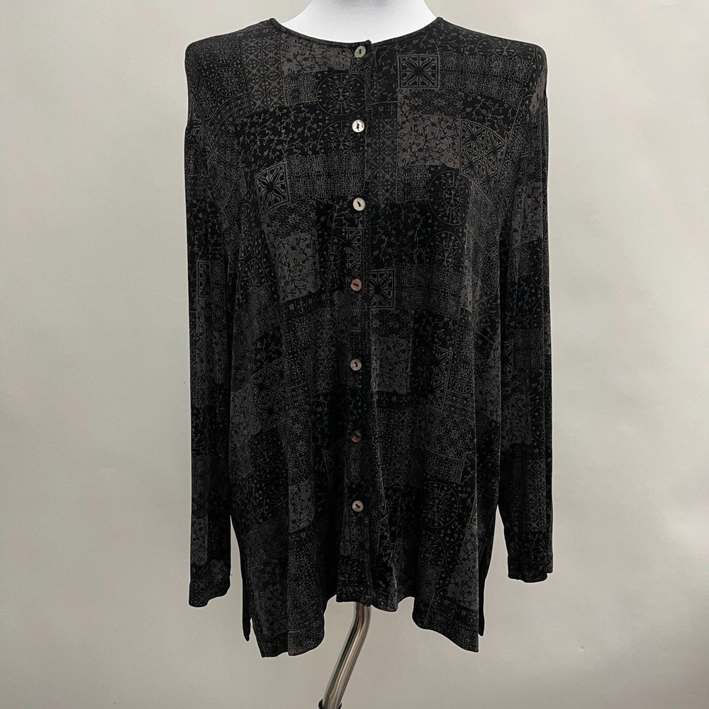 Citiknits Cardigan Top Size 1X Black‎